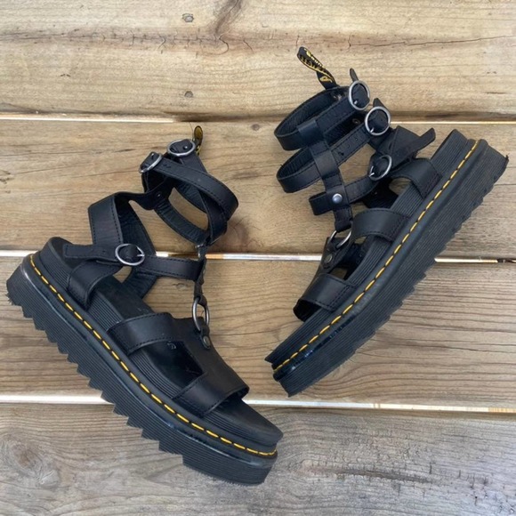 Dr Marten Black Adaira Gladiator Sandal 